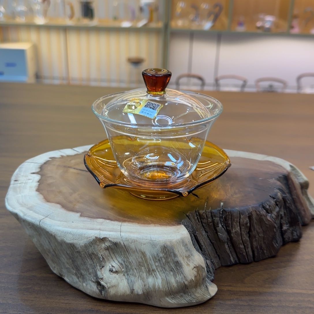 禾器荷叶盖碗琥珀色