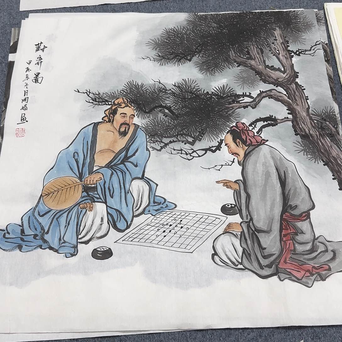 国画尺寸70X70手绘作品