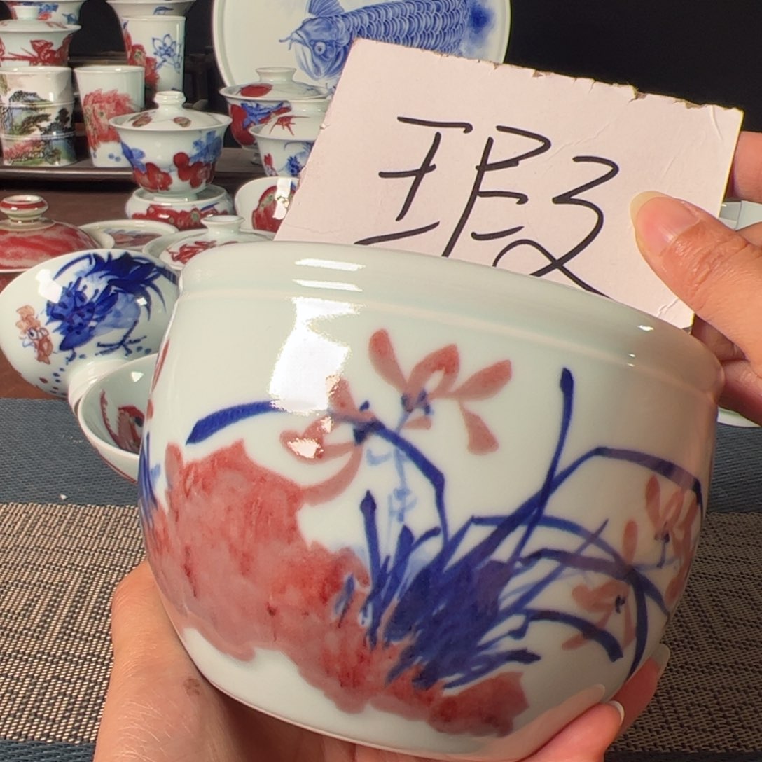 杯青花釉里红瓷器茶器