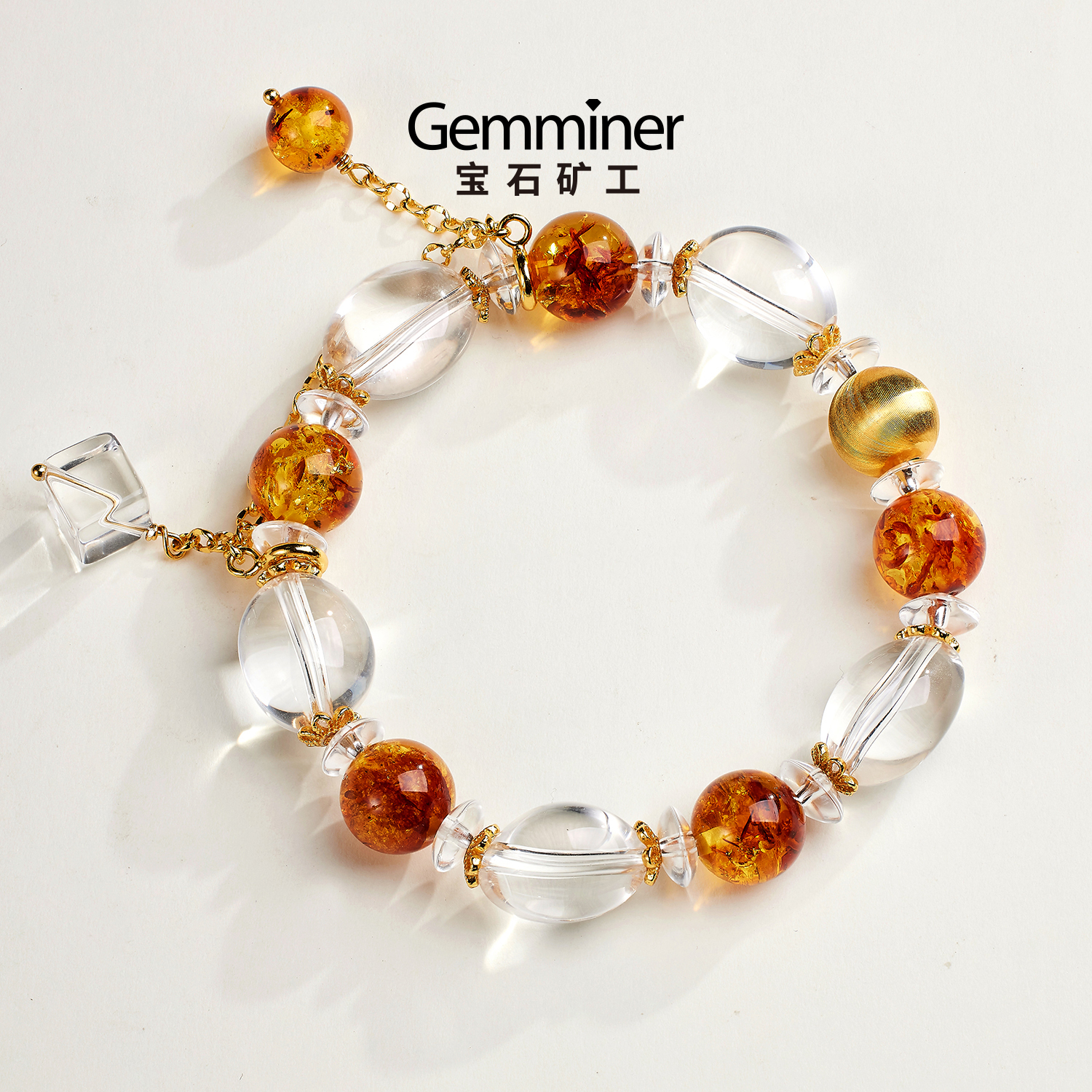 宝石矿工品牌福利·水晶银镶天然宝石手串