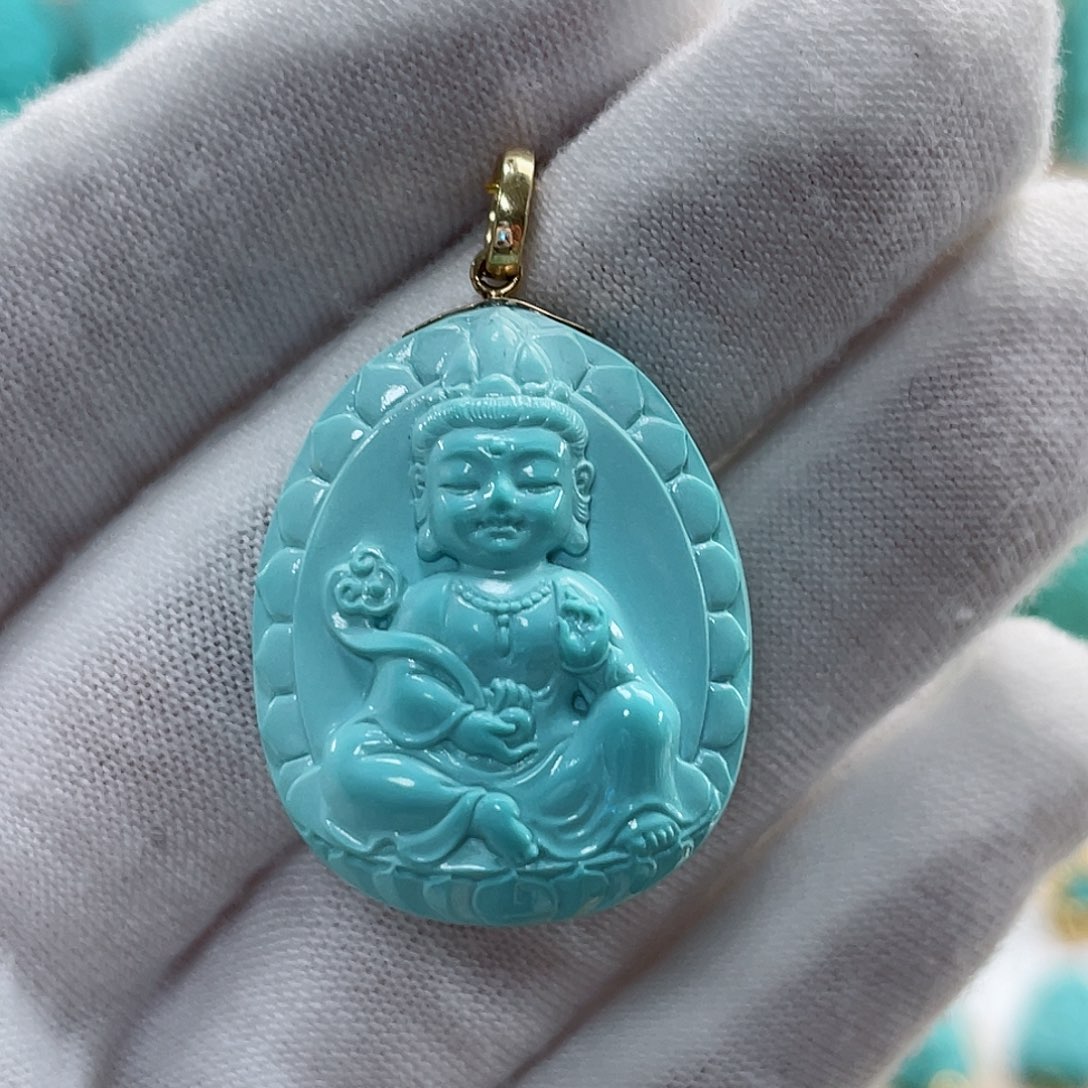 绿松石珠宝奇石18K金镶嵌