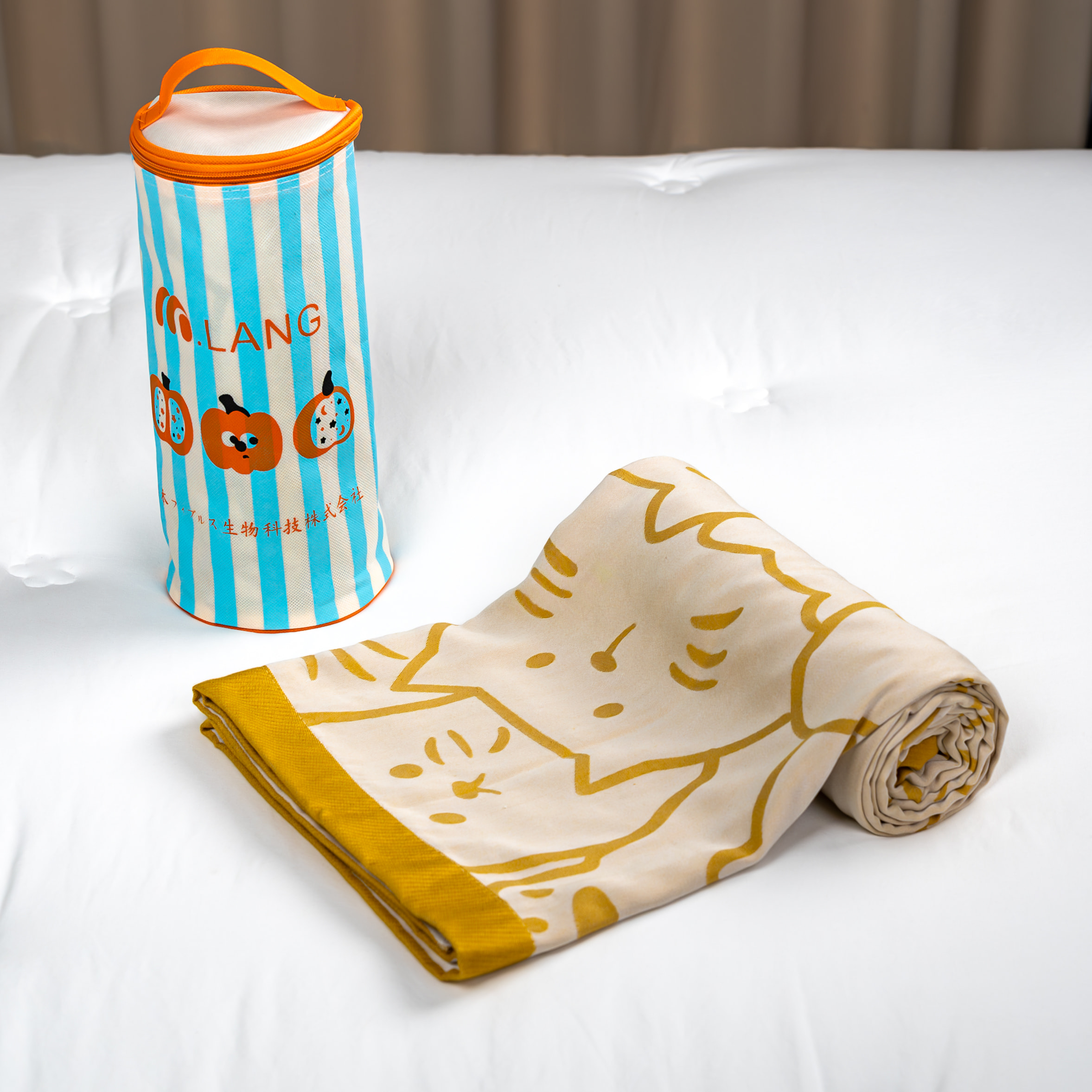 【京かわ会社】冷感毯150*200cm猫咪咪-黄