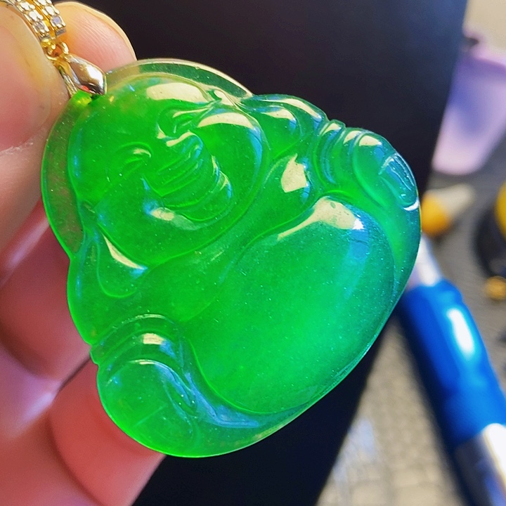 翡翠14K金镶嵌颈饰