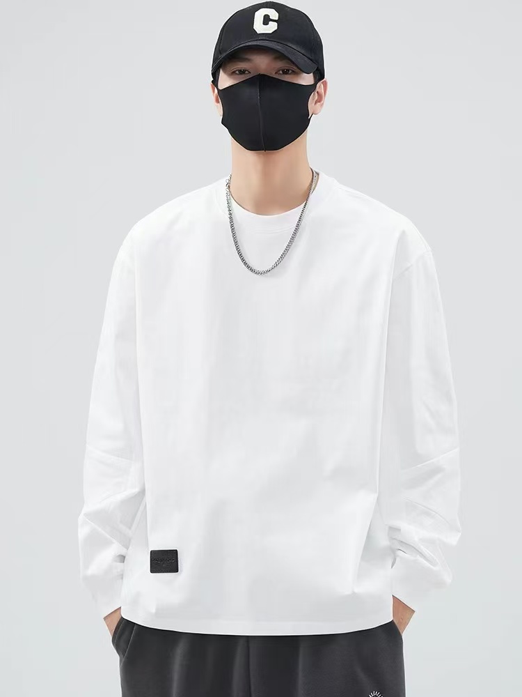 2025秋季新款重磅纯棉百搭内搭宽松圆领长袖T恤 