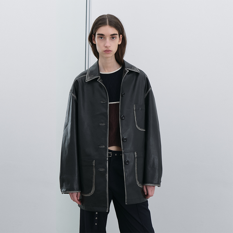 【SAGE STUDIO 设计师品牌】SND AW25 擦色复古皮衣
