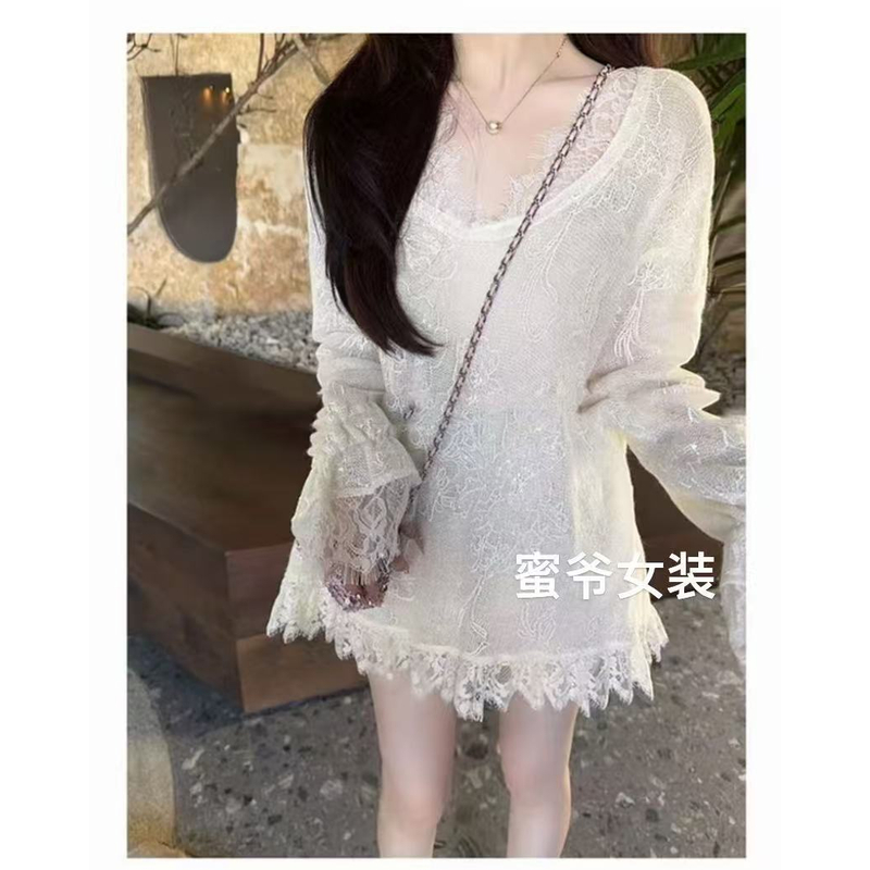 秋季蕾丝亮片重工气质上衣2945#