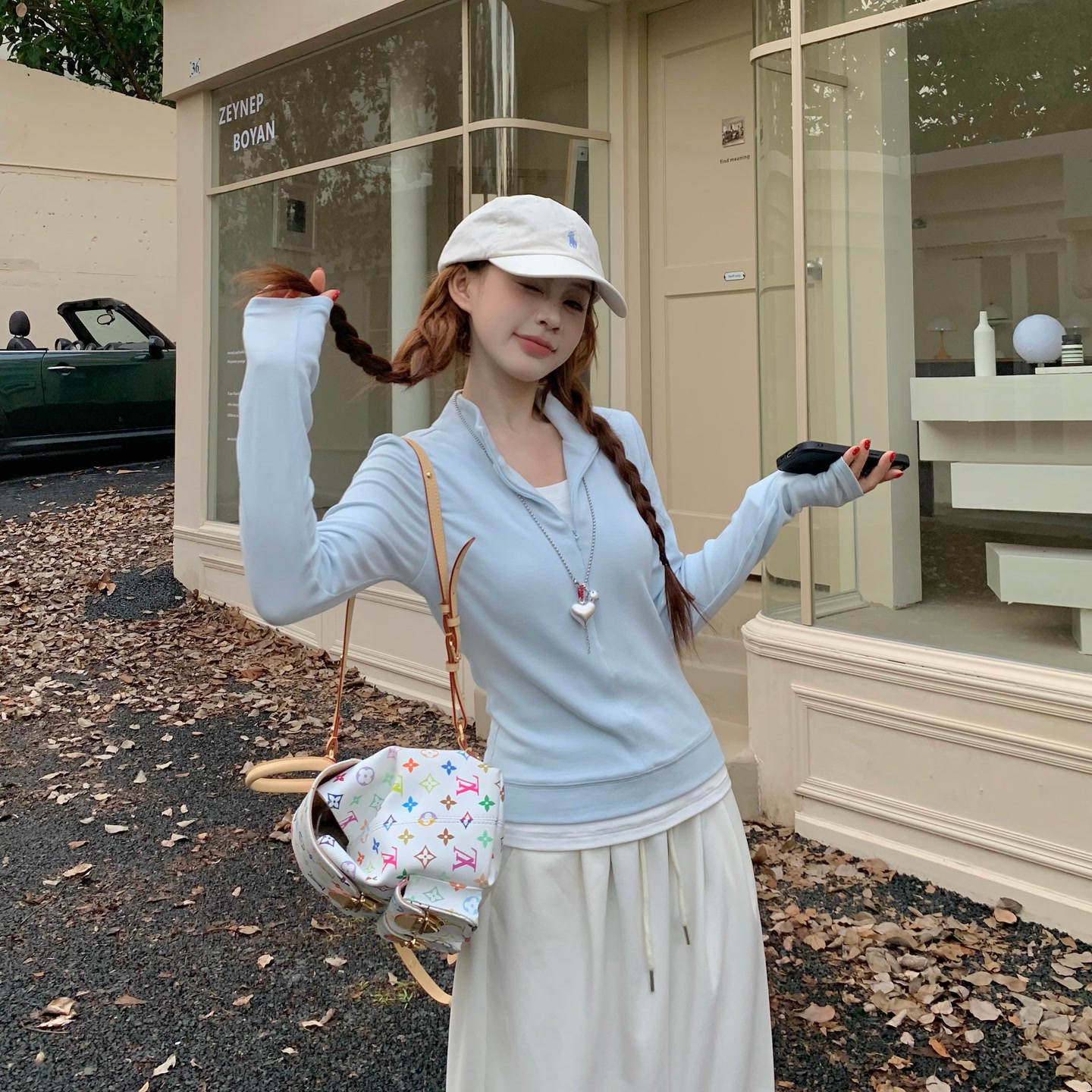 3MER 假两件长袖T恤女秋韩系慵懒显瘦设计感小众打底上衣