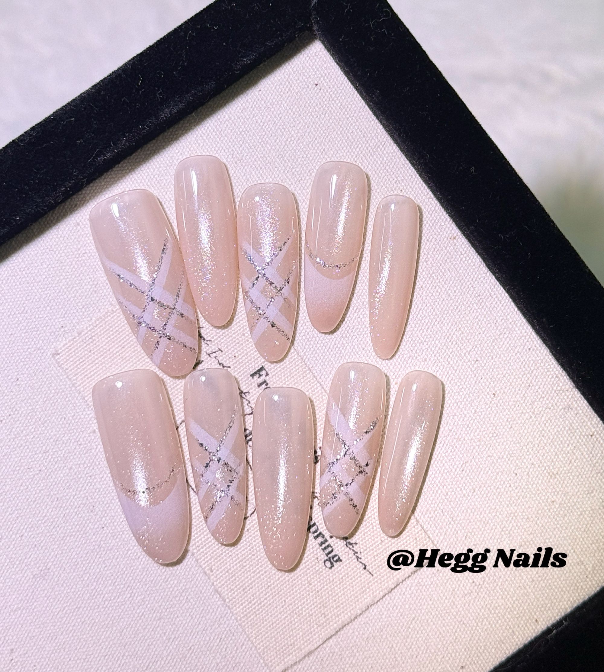 【浮光】气质手工中长款冰透法式猫眼裸色显白高级感穿戴甲