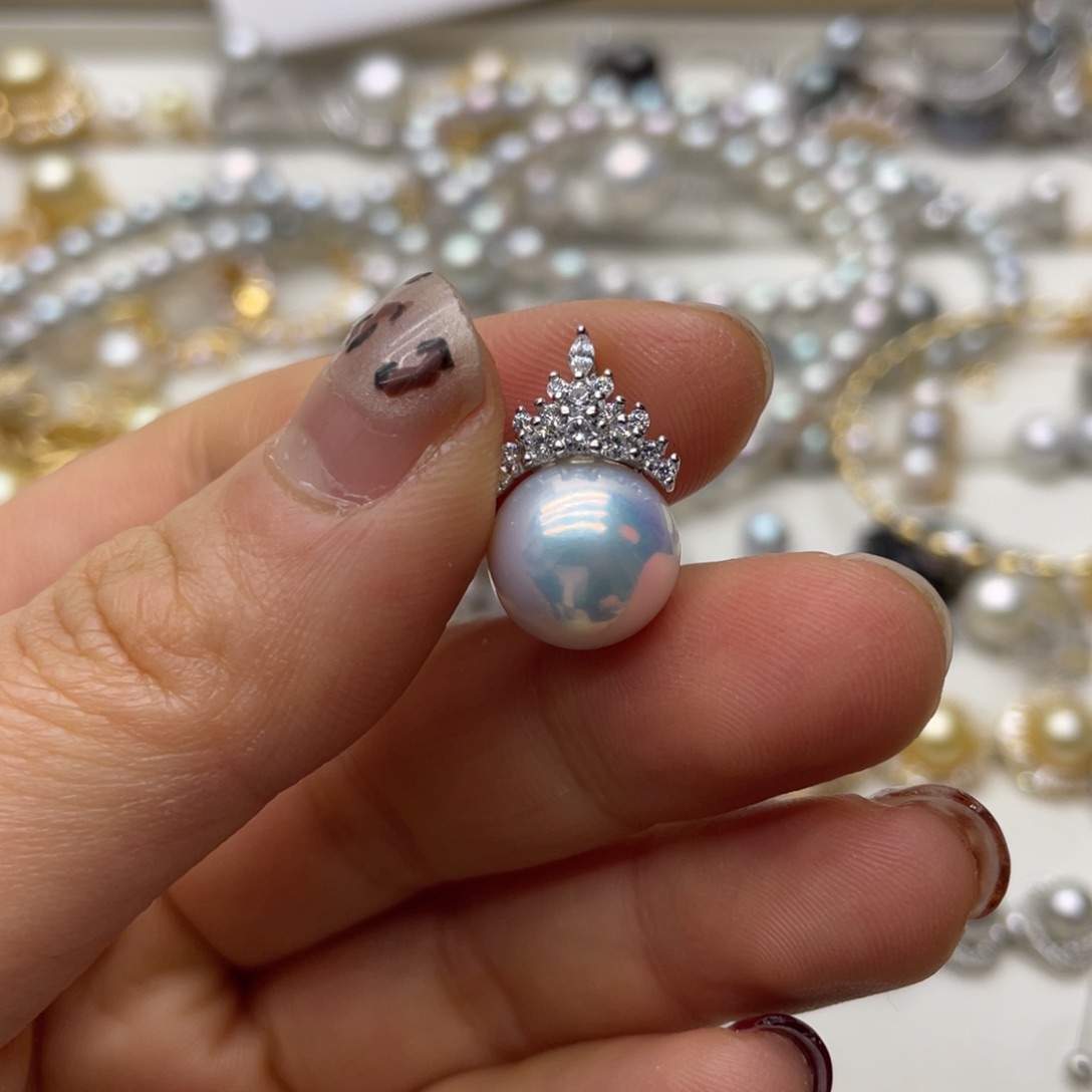 淡水珍珠吊坠(不含链)银S925镶嵌