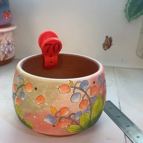 紫砂花盆红陶手绘花盆