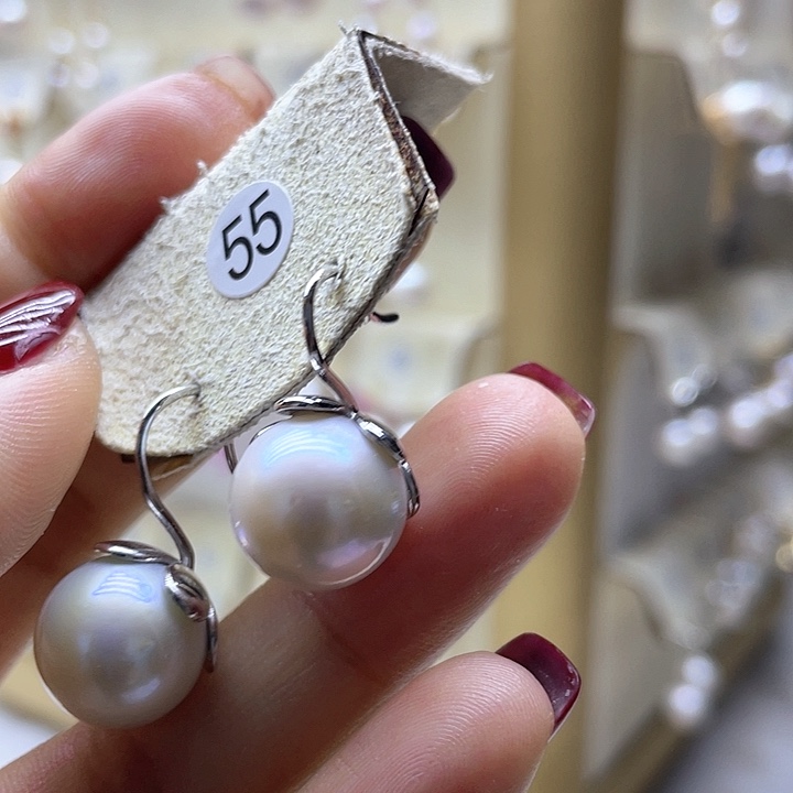 淡水珍珠耳饰银S925镶嵌