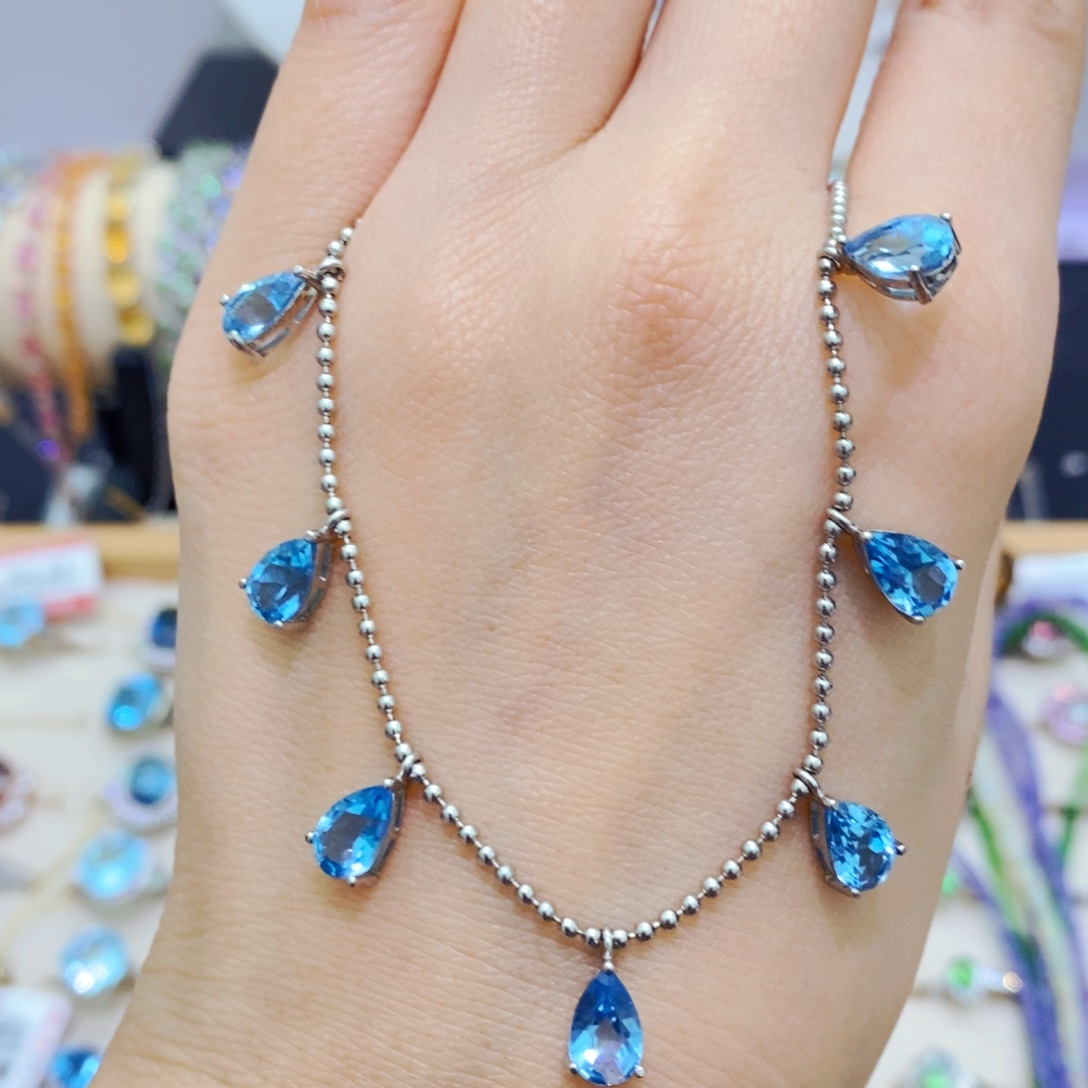 托帕石颈饰银S925镶嵌