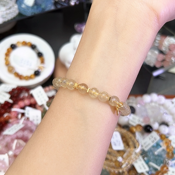 水晶手链银S925镶嵌金发Q1