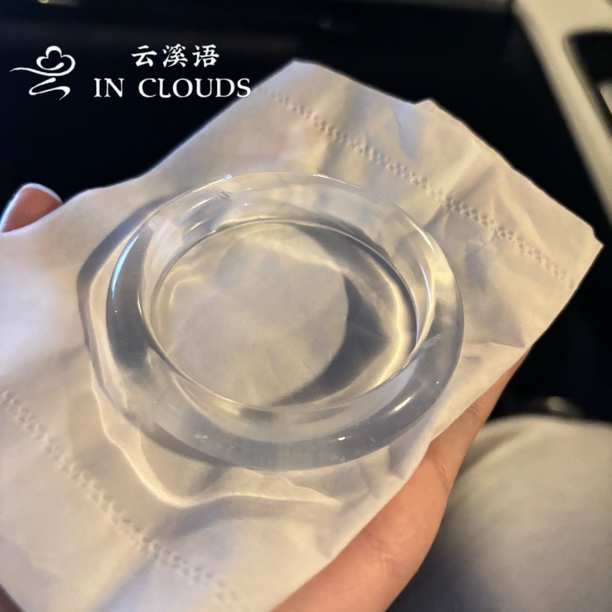 「极光白水晶」天然高冰上等白水晶手镯纯净体少女正圈紫水晶手镯