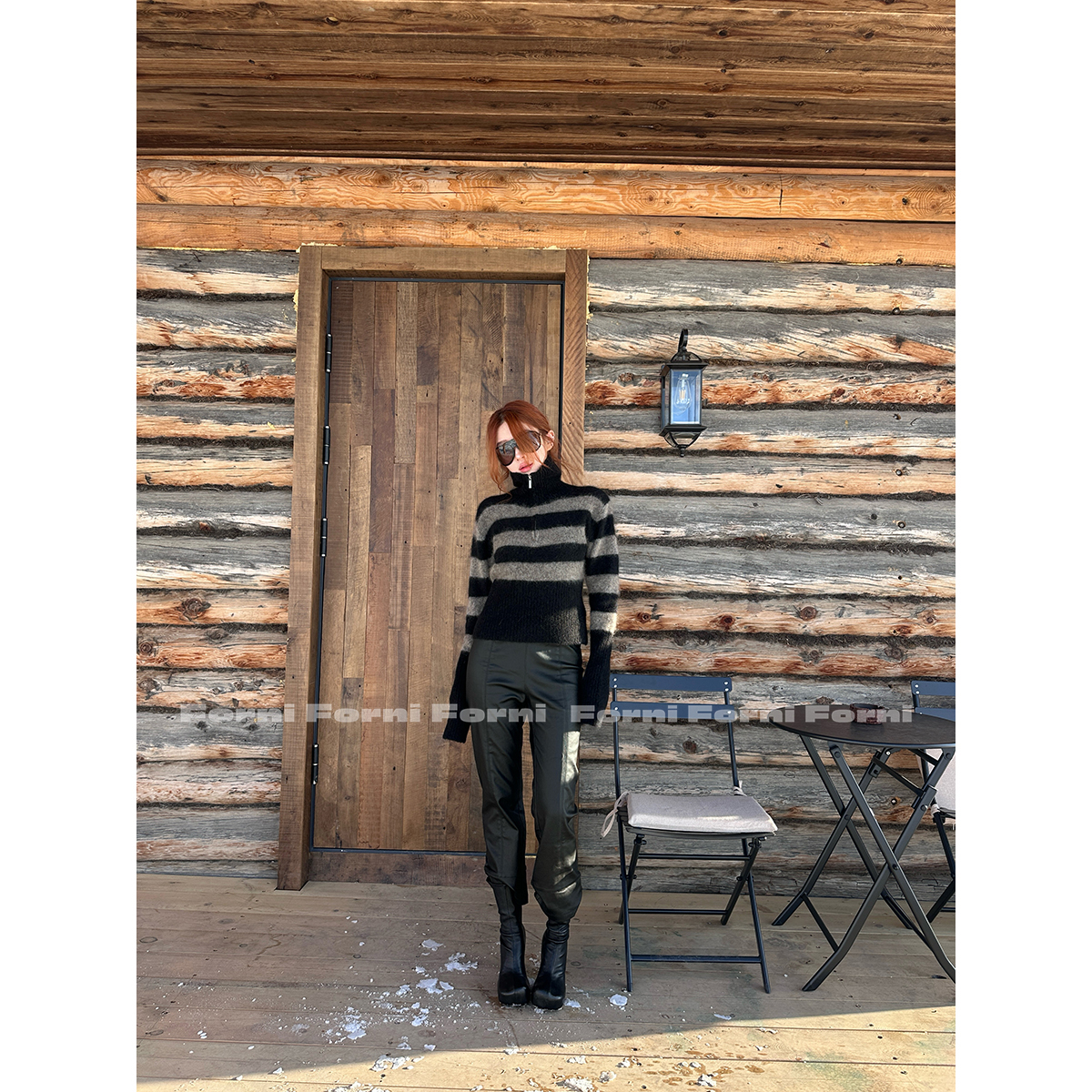 FORNI 建模皮裤 黑科技刷蜡涂层新型高弹力修身9分皮裤