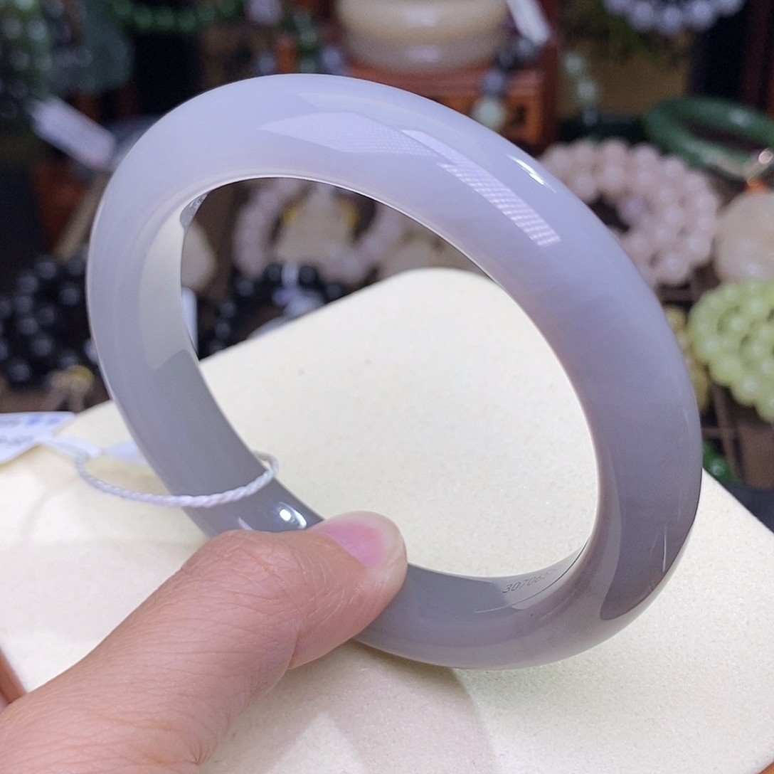 和田玉未镶嵌59.1 浓烟紫仙紫清货价手镯