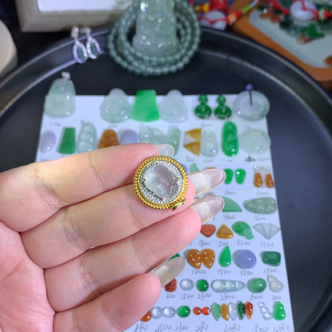 翡翠18K金镶嵌吊坠(不含链)金蟾