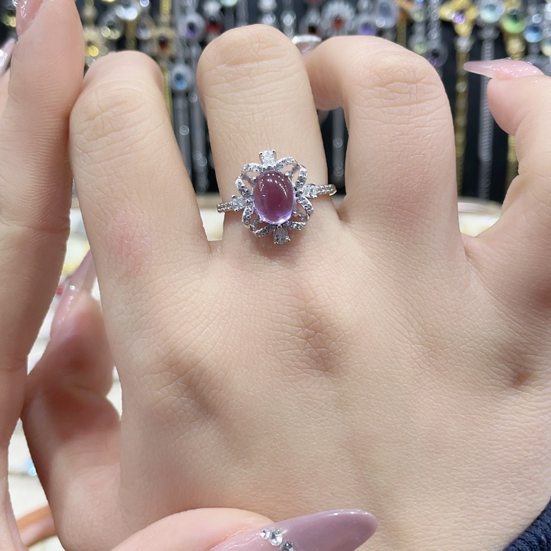 紫晶戒指银S925镶嵌戒指