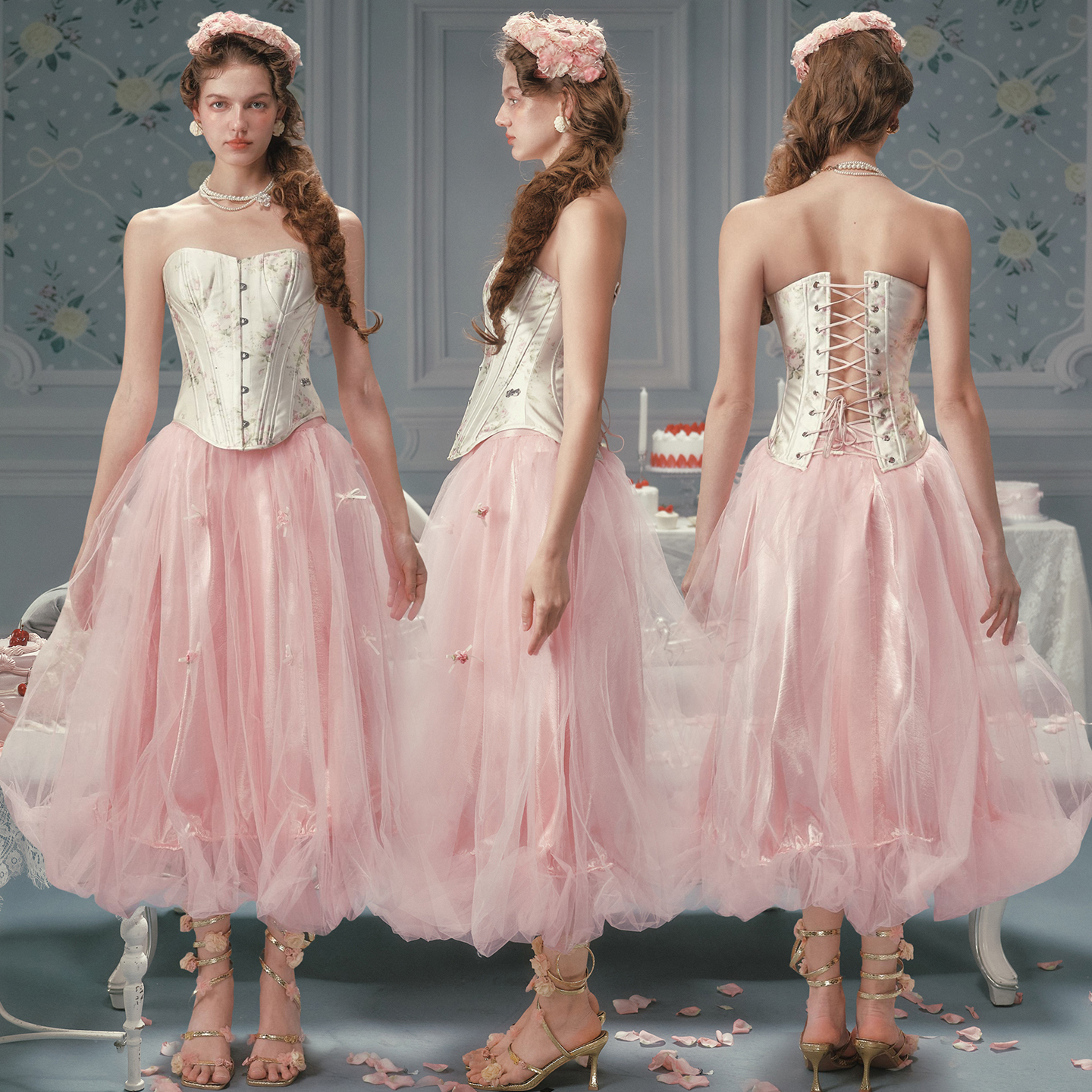 LaceMade 爱情花笺胸衣 法式设计感抹胸鱼骨胸衣修身显瘦缎面上衣