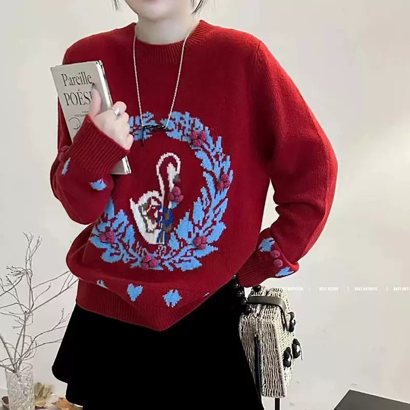 秋冬新款毛衣针织衫天鹅打底衫8745