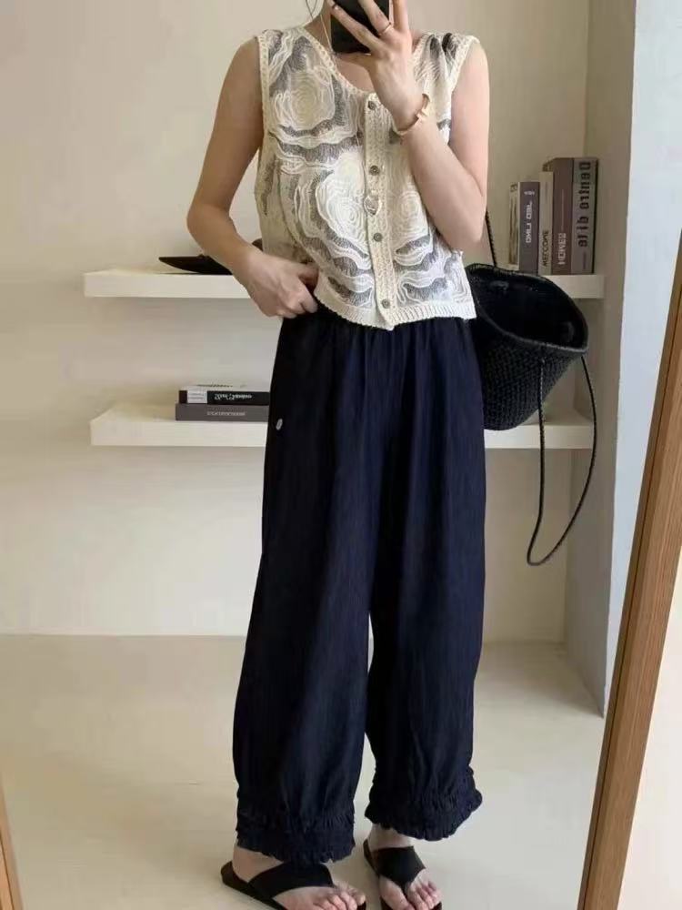 小孟~韩系夏款木耳边新款牛仔裤可可家306