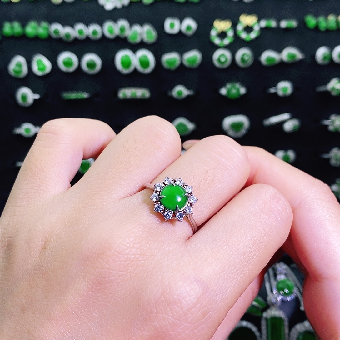 翡翠银S925镶嵌戒指多样性