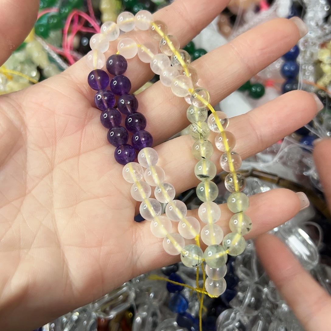 玛瑙/玉髓未镶嵌珠宝半成品，卡7多宝水晶一条