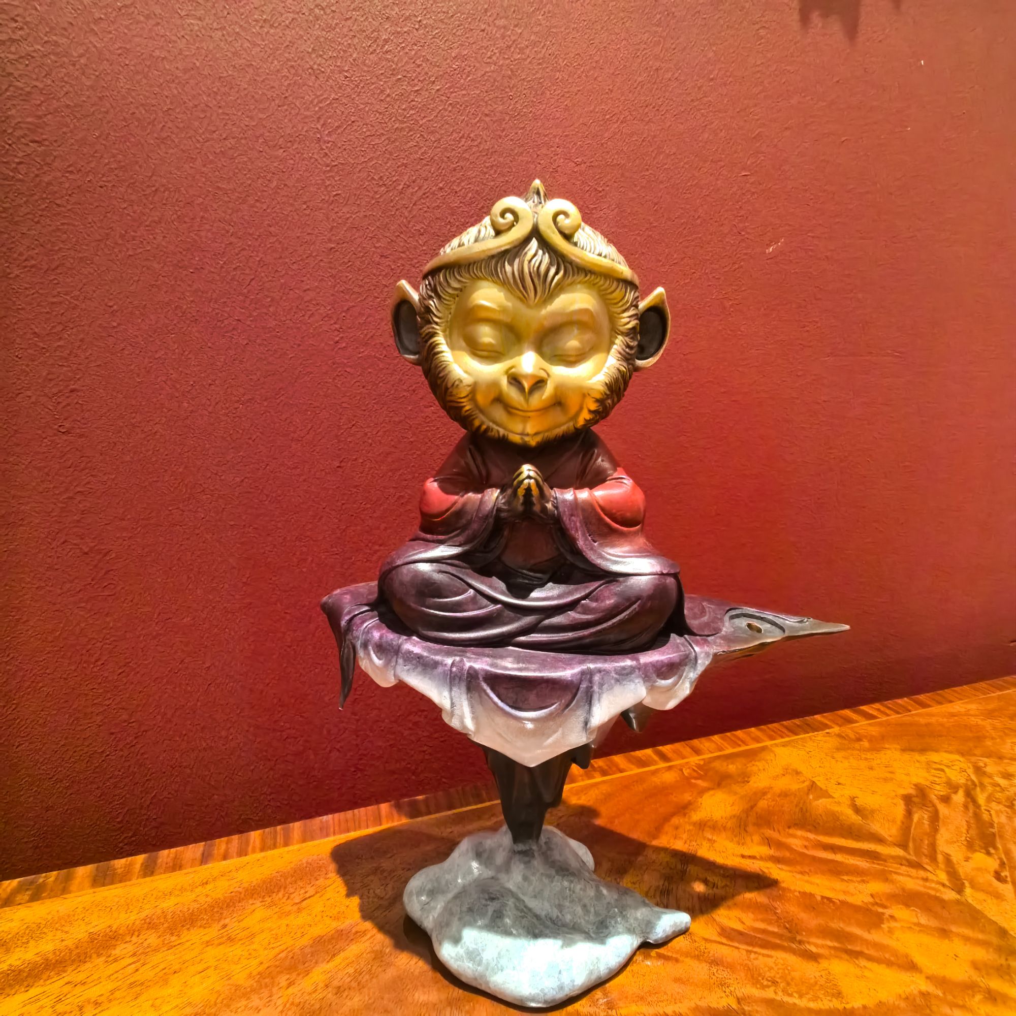 【欧美外单】禅意悟空倒流香彩铜摆件 15*7*21创意玄关摆设孙悟空