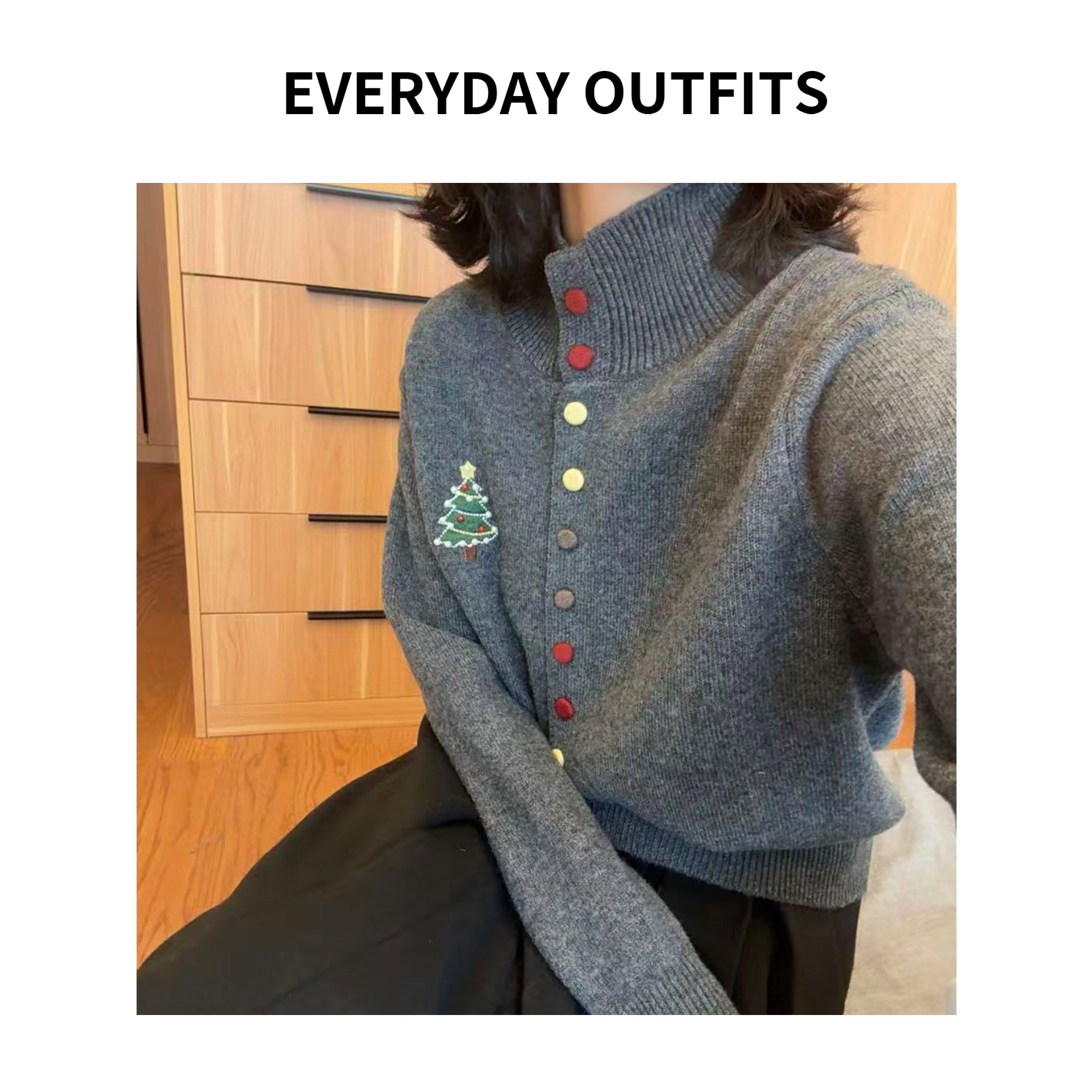 RIDA. 圣诞树·毛衣开衫5L12百搭宽松慵懒秋冬复古 9099