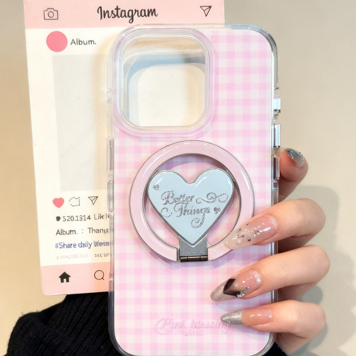 蝴蝶结爱心磁吸支架适用苹果手机壳