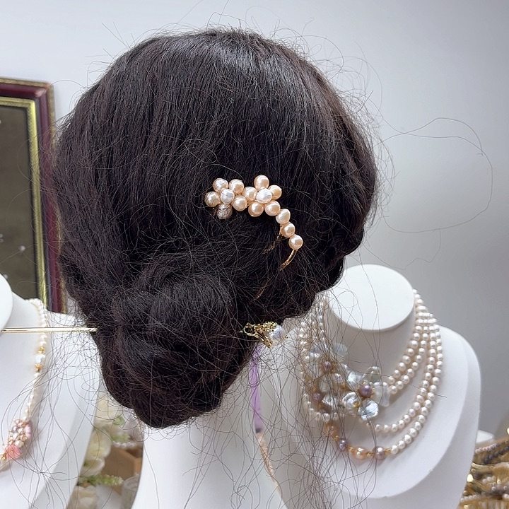 淡水珍珠发饰银S925镶嵌