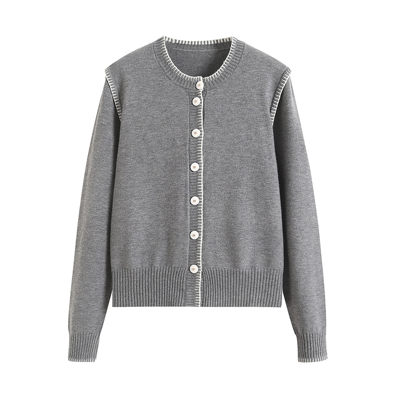 伊家同款2025秋季麦檬胧新款高级感圆领气质休闲针织开衫上衣161Q