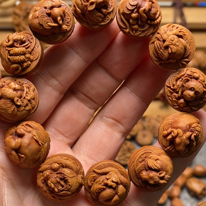 桃核手工雕刻十二生肖