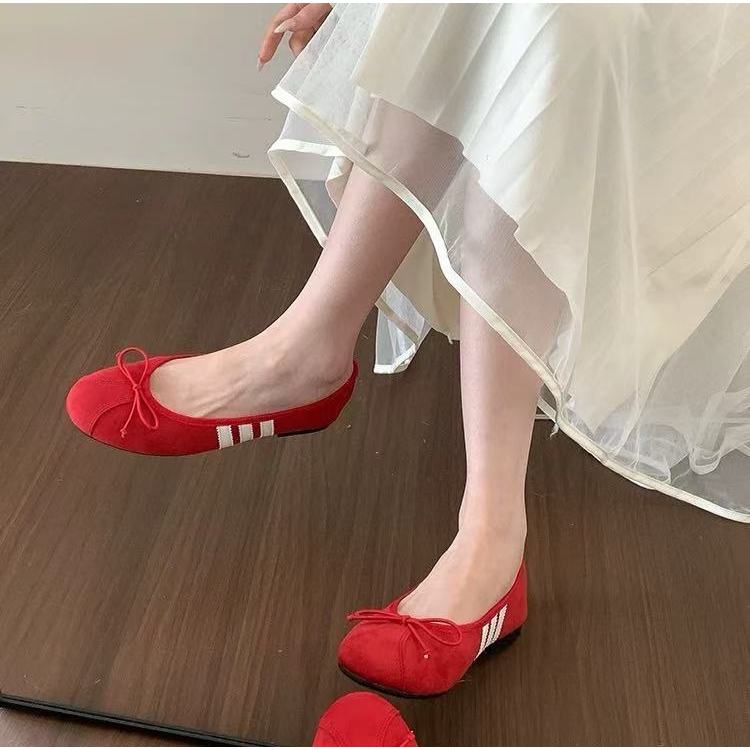 12836芭蕾风蝴蝶结柔软面浅口平底女单鞋豆豆鞋软底瓢鞋