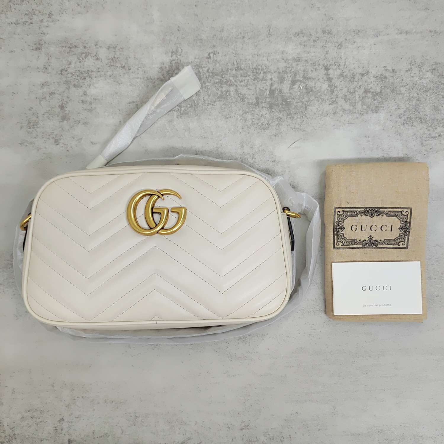 99新 GUCCI/古驰 经典白色马蒙相机包
