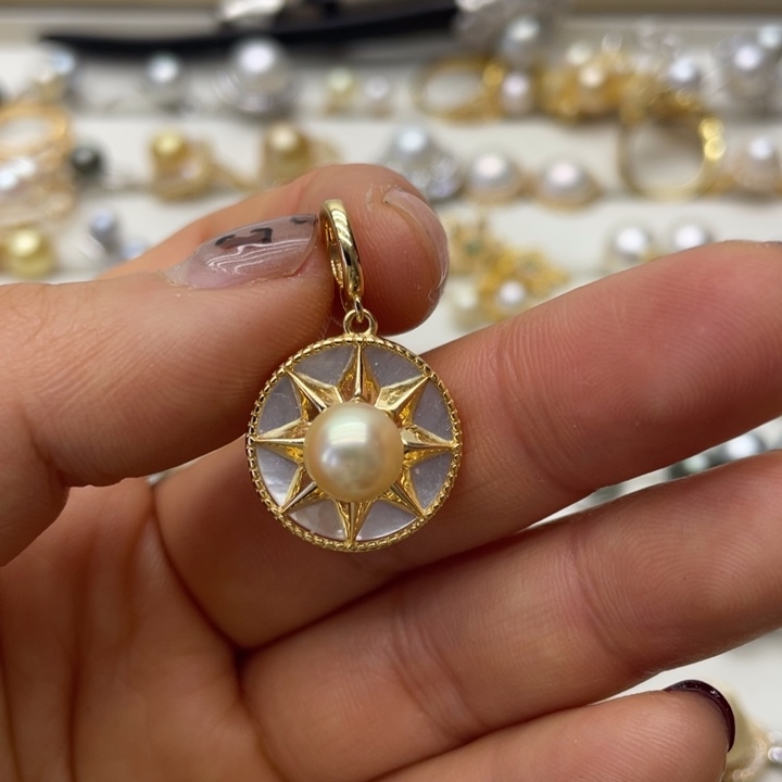 海水珍珠吊坠(不含链)银S925镶嵌