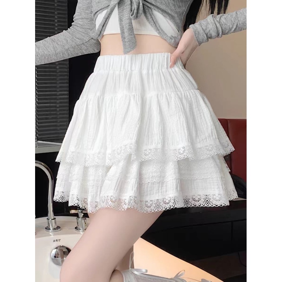 【5512】芭蕾风蓬蓬蛋糕裙女2025年新款胖mm荷叶边高腰蕾丝半身裙