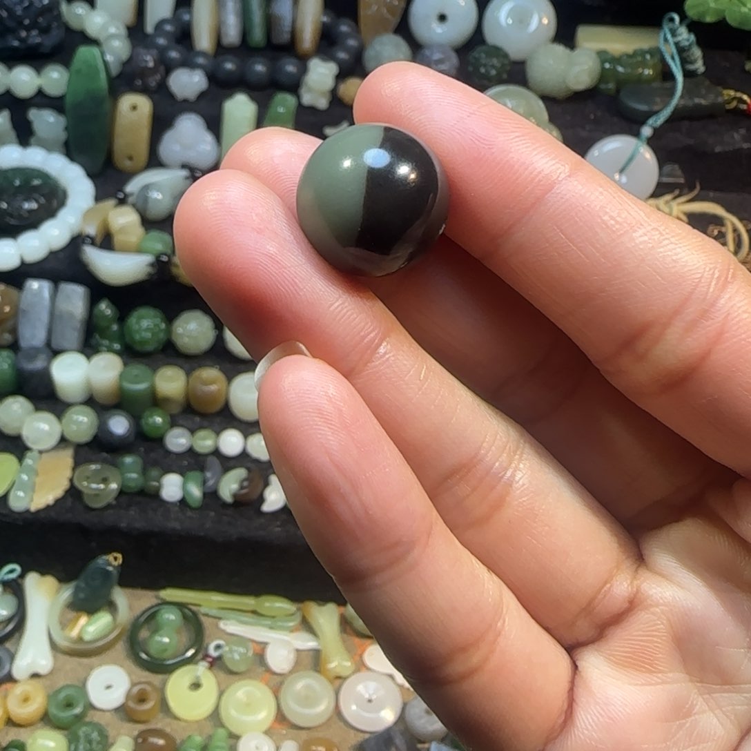 和田玉颈饰未镶嵌16mm聚宝盆单珠