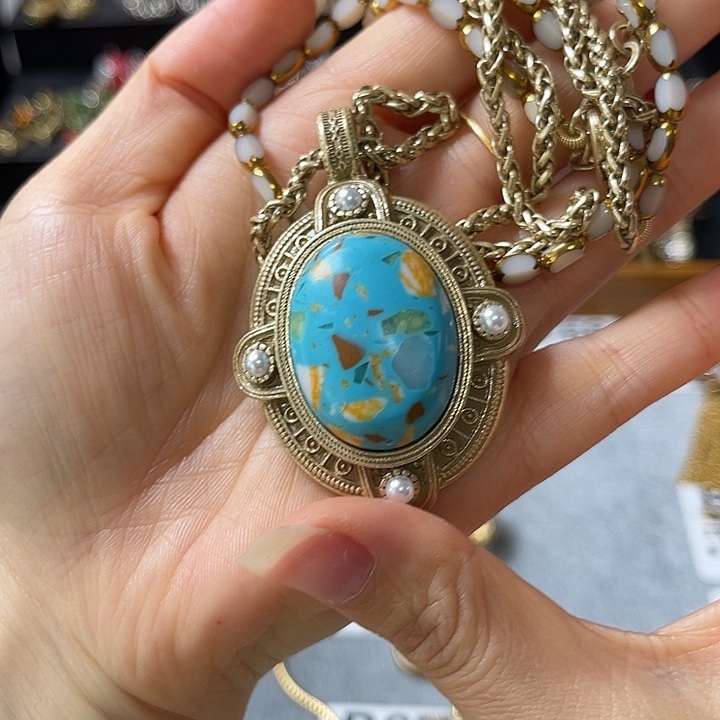 石英石纯铜好看的毛衣链