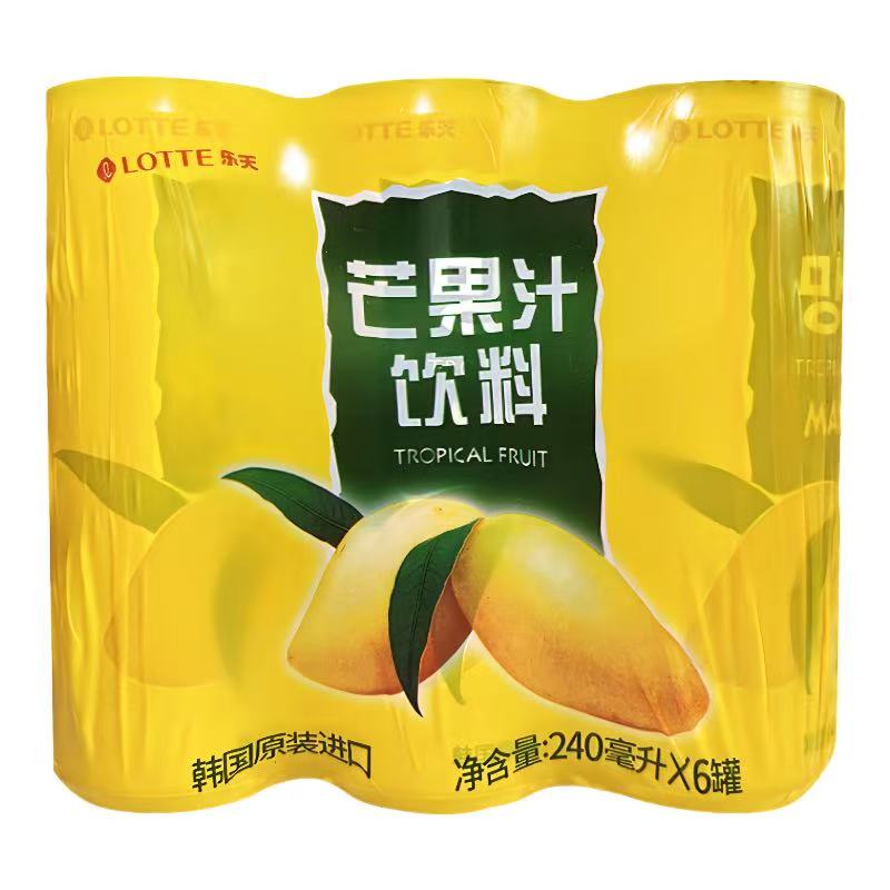 【特价】乐天芒果汁饮料240ml*6罐休闲饮品火锅必备解腻饮料学生