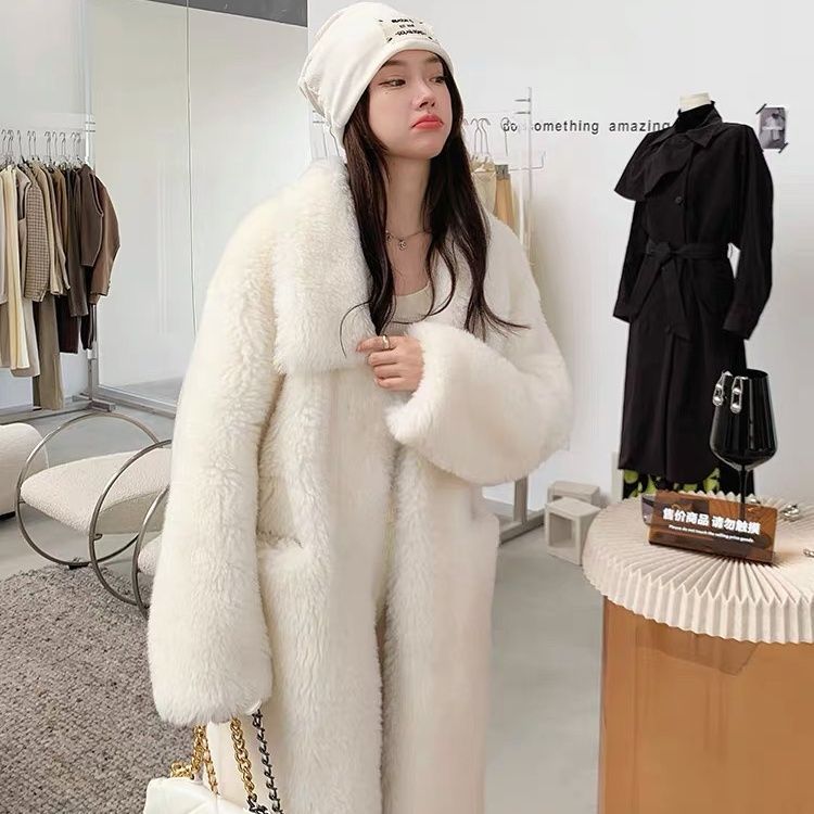 秋冬千金澳洲托斯卡纳一体大衣翻领羊羔毛毛外套女厂家慵新款加厚