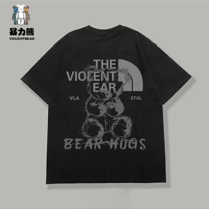 Violentbear/暴力熊休闲t恤短袖纯棉ins街头印花帅气复古圆领上衣