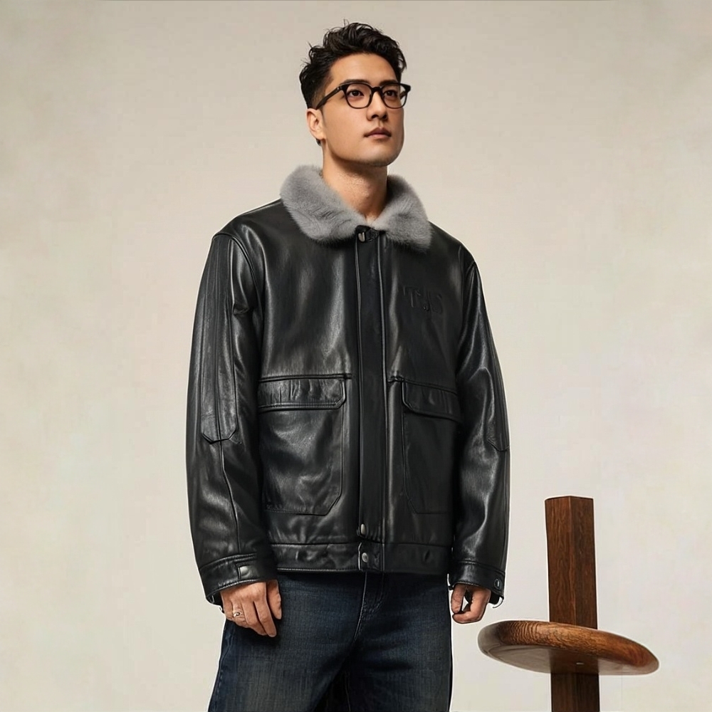 03短款冬季美式机车夹克秋冬外套时尚设计师保暖翻领