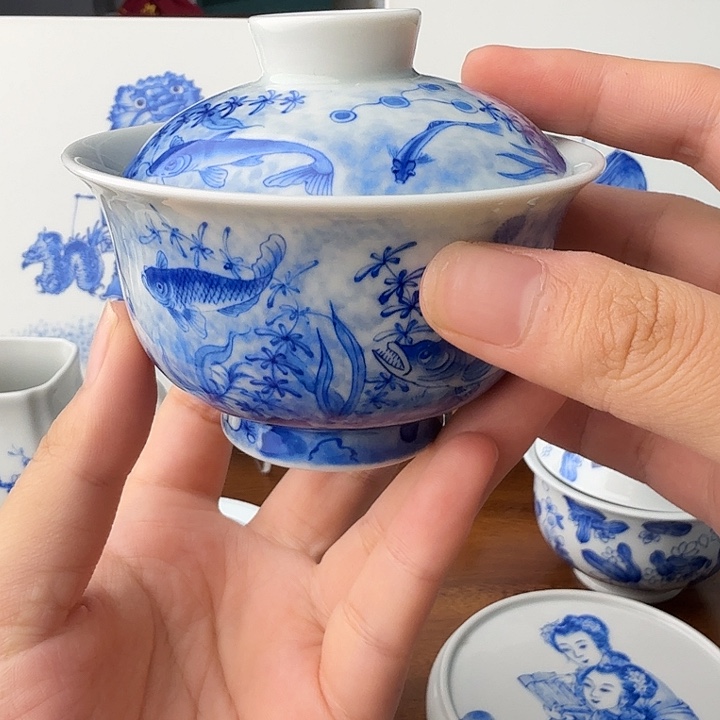 盉木  鱼藻盖碗     