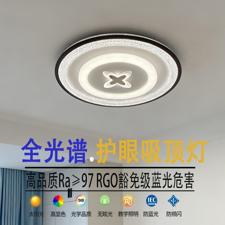 LED卧室灯现代简约大气风扇灯圆形餐厅吸顶灯家用走廊灯中山灯具