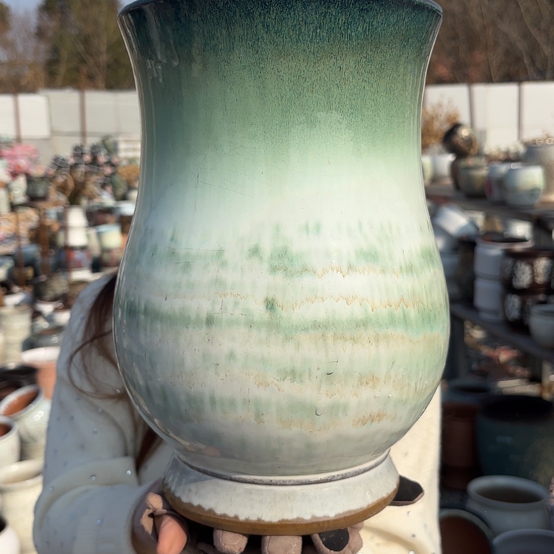 口径20高度30山水画葫芦一个