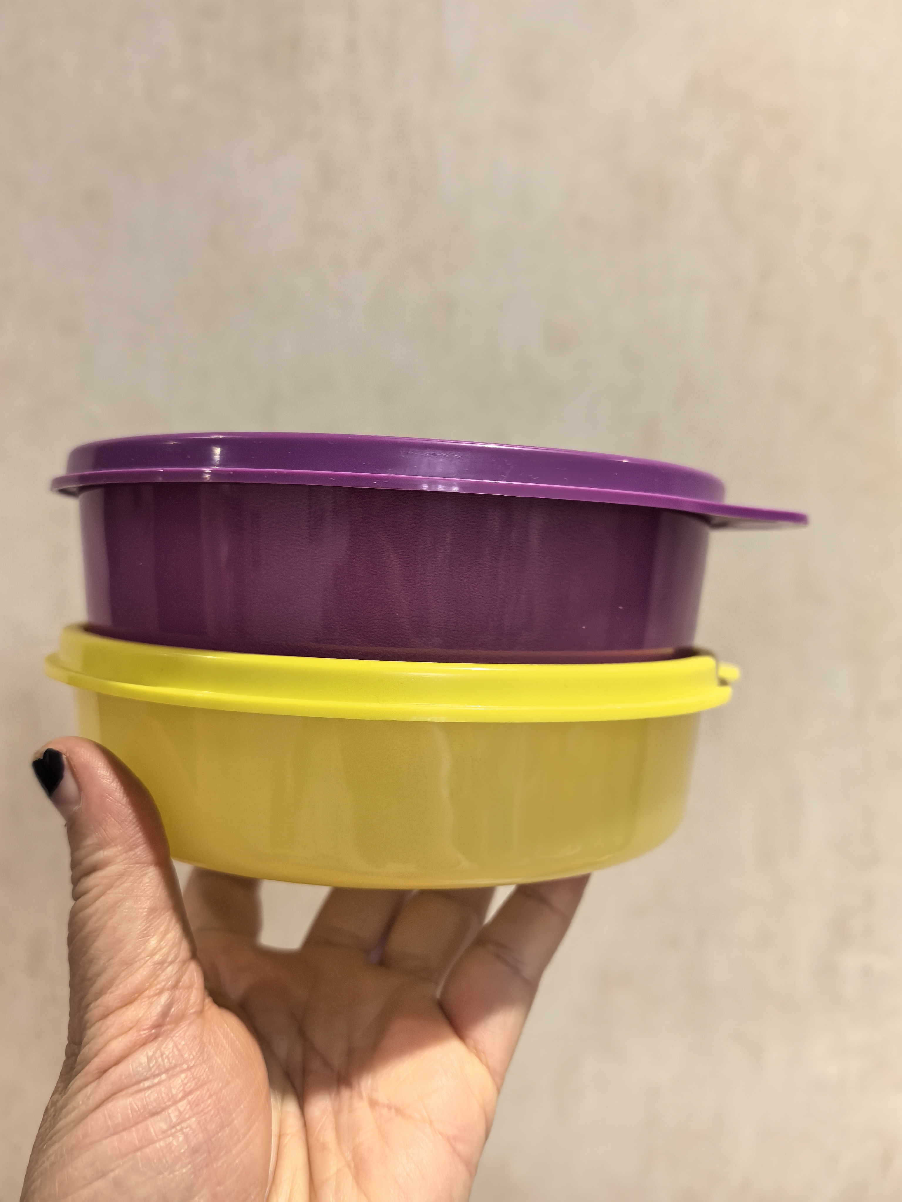 （海）300ml保鲜盒 圆形 紫色/黄色