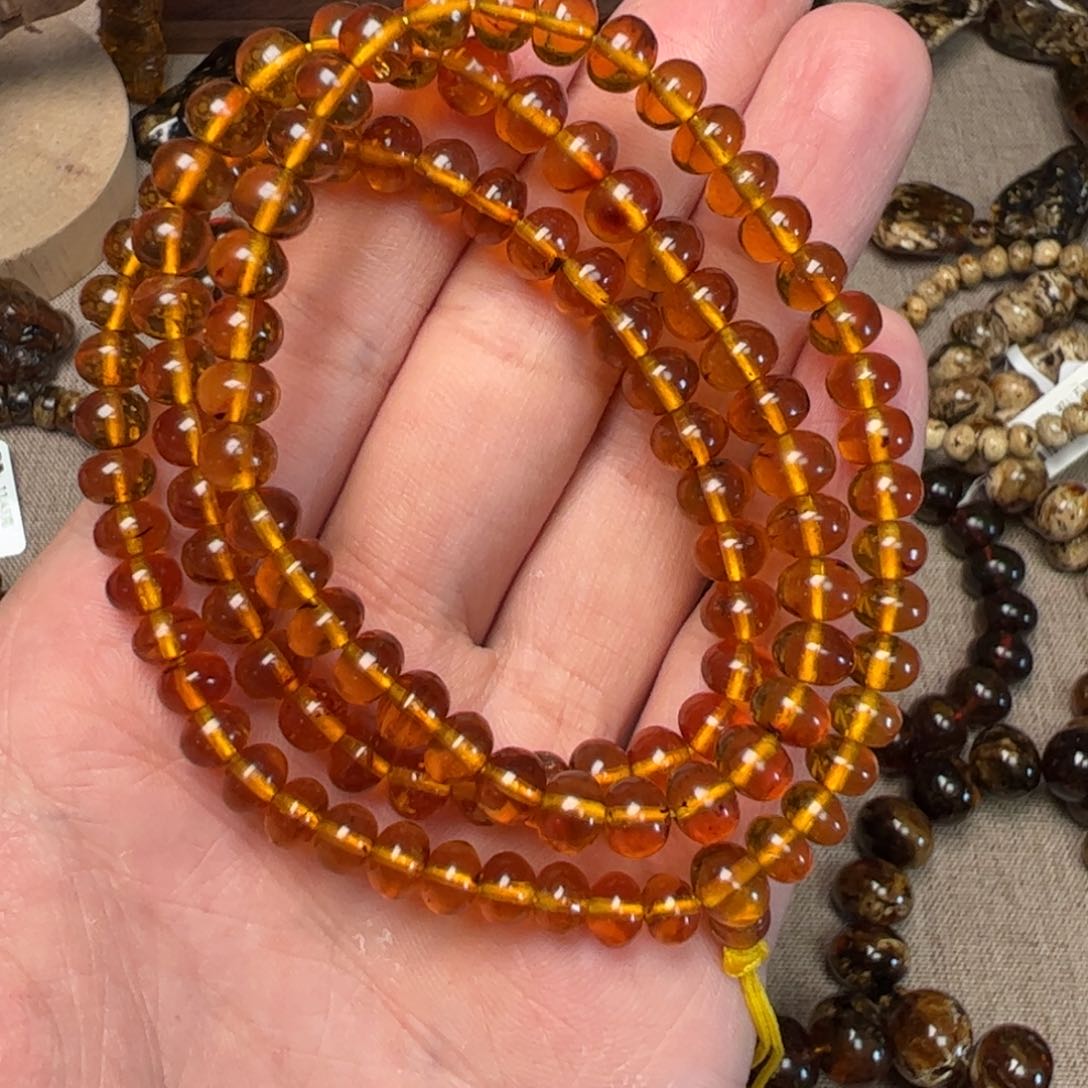 琥珀手链未镶嵌抚顺琥珀6mm好二级项链