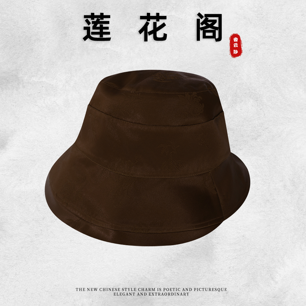 香云纱桑蚕丝女帽子夏季双面戴太阳帽防晒洋气时尚女遮阳帽JY005