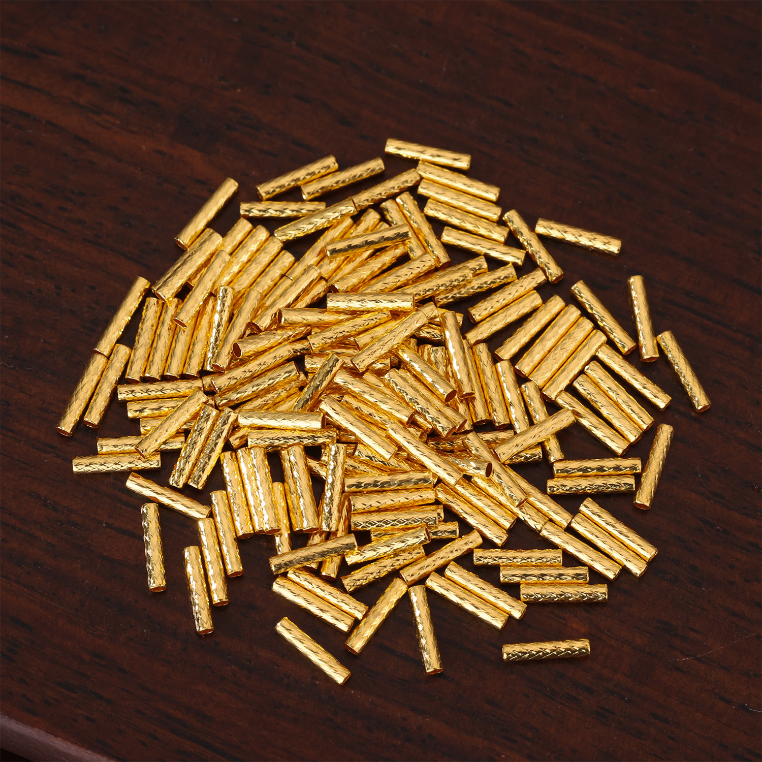 【10根团价】【来福工厂】18k金进口车花金管DIY项链手链配饰